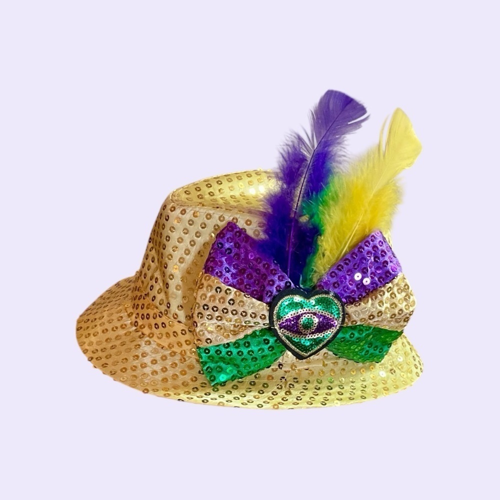 Mardi Gras Gold Sequined Fedora Hat